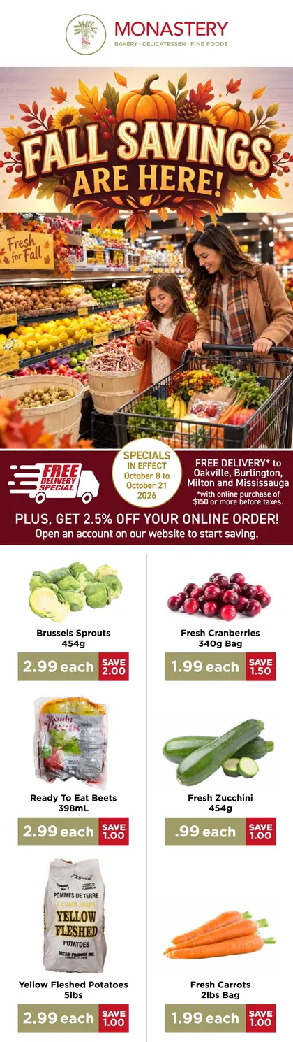 Monastery Bakery Monastery Bakery Flyer October 8 to 21