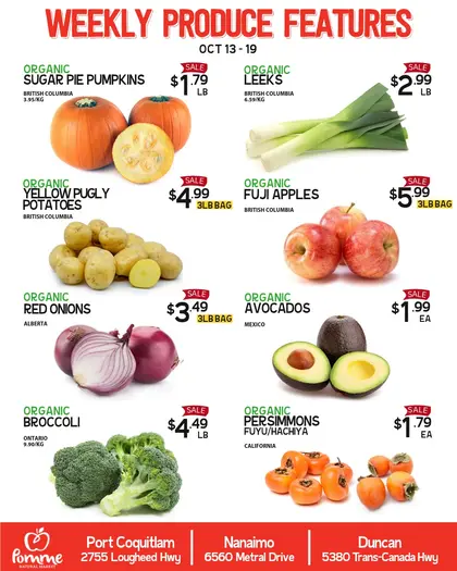 Pomme Natural Market Pomme Natural Market Weekly Produce Flyer October 13 to 19