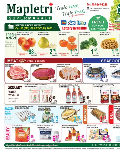Mapletri Supermarket Mapletri Supermarket Flyer October 16 to 22