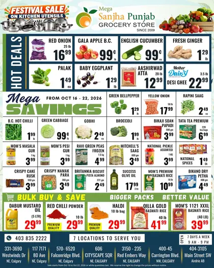 Sanjha Punjab Grocery Store Sanjha Punjab Grocery Store Flyer October 16 to 22