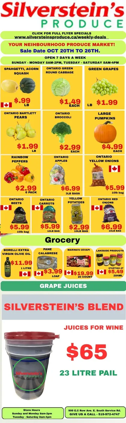 Silverstein's Produce Silverstein's Produce Flyer October 20 to 26