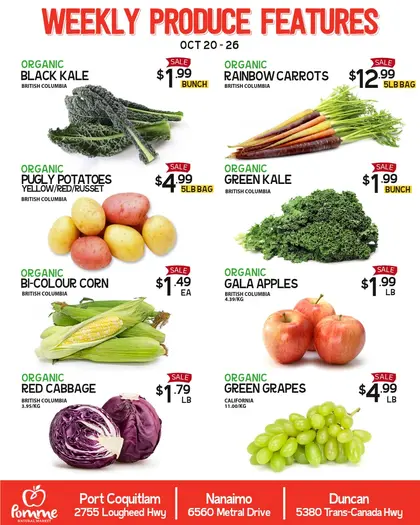 Pomme Natural Market Pomme Natural Market Weekly Produce Flyer October 20 to 26